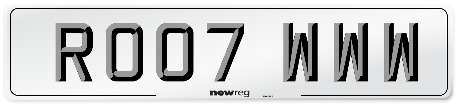 RO07 WWW Number Plate from New Reg
